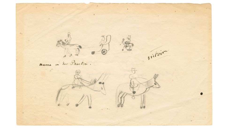 Queen Victoria's drawings of donkeys, as seen in the 2019 book Scrawl: An A to Z of Famous Doodles (Credit: Rizzoli)