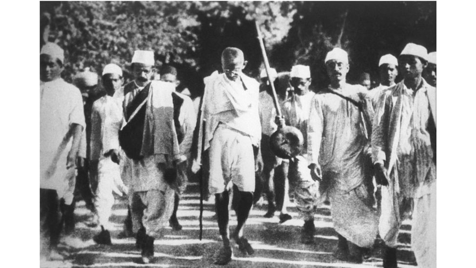 In protest against the salt taxes, Gandhi and his followers marched 241 miles (388km) across Gujarat in 1930 (Credit: Alamy)