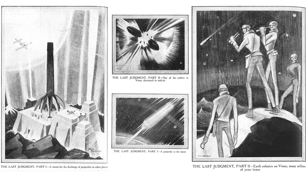 Illustrations from Haldane’s short story "The Last Judgment", in The Graphic, Saturday 26, February, 1927 (Credit: John Archibald Austen)