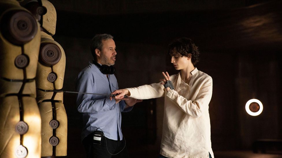 Denis Villeneuve with actor Timothée Chalamet on the set of Dune (Credit: Legendary Pictures)