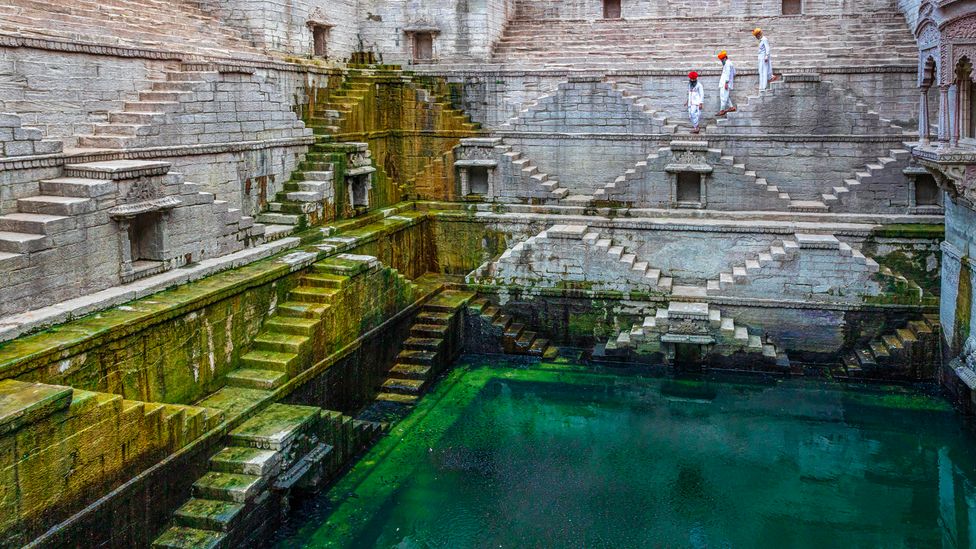 Stepwells usually have cascading galleries and steps to a central pool of water (Credit: Kim Petersen/Alamy)