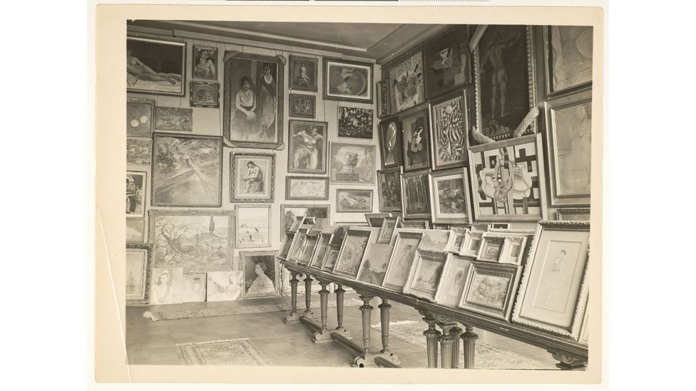 La Chambre des Martyrs, réserve d'art interdit par les nazis, à la galerie du Jeu de Paume à Paris (Crédit : Musée juif)