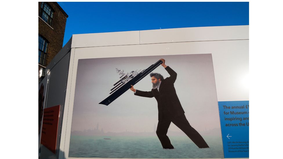 UK artist Jeremy Deller's 2014 mural depicts William Morris as 'an activist giant, a colossus of history', hurling a superyacht into the Venice lagoon (Credit: Alamy)