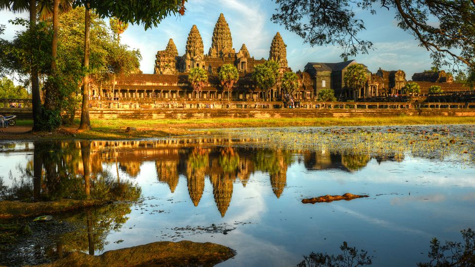 Angkor Wat temples reflected in water