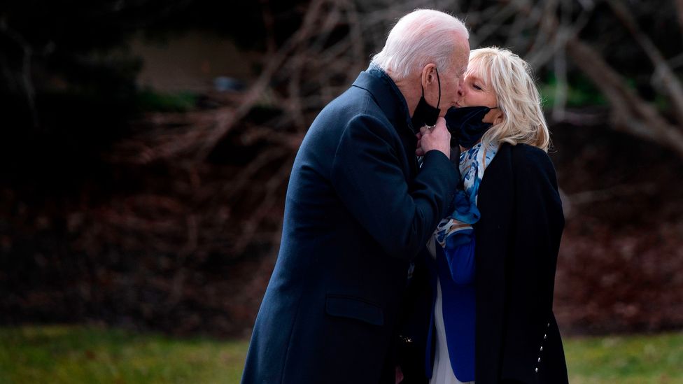 Joe and Jill Biden kiss outside White House (Credit: Jim Watson/AFP/Getty Images)