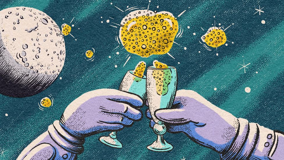 Without the right glassware, champagne would float away as fizzy blobs (Credit: Emmanuel Lafont/ BBC) Without the right glassware, champagne would float away as fizzy blobs (Credit: Emmanuel Lafont/ BBC)