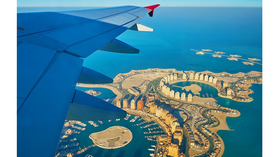 The man-made Pearl island, in Qatar, spans nearly 4 million sq metres and cost billions to build (Credit: Alamy)
