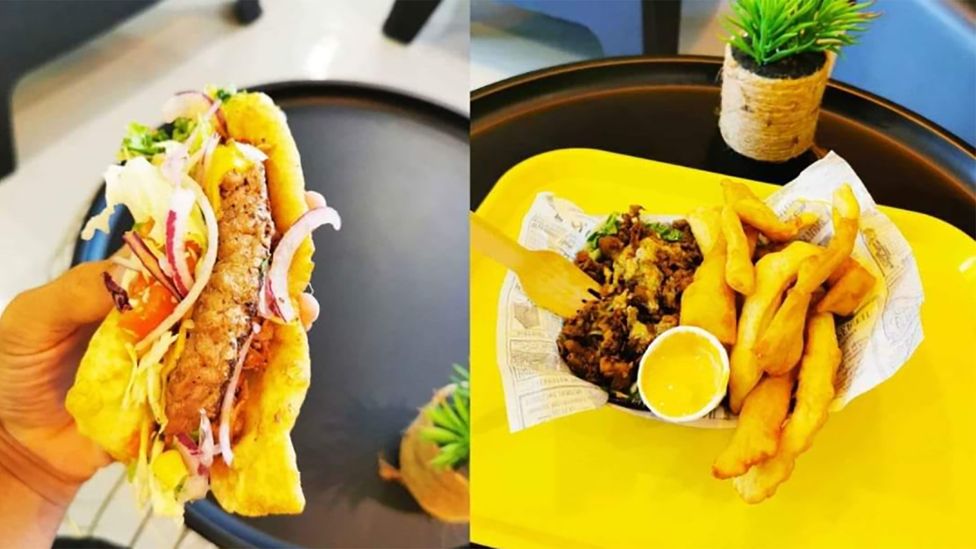 A taco-like version called bokitos is popular (left), as are bokit dough skewers (right) (Credit: Bokit Center) A taco-like version called bokitos is popular (left), as are bokit dough skewers (right) (Credit: Bokit Center)