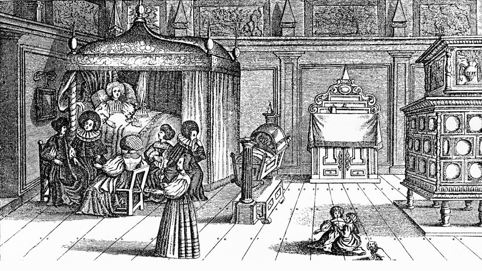 In the 17th Century, wealthy elites usually slept in four-poster wooden beds with curtains, to keep the occupant warmer and exclude the prying eyes of visitors (Credit: Alamy)