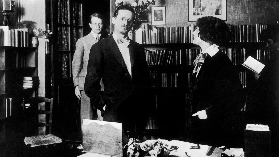 James Joyce is pictured with Sylvia Beach, who published Ulysses in 1922 through her Paris bookshop, Shakespeare and Company (Credit: Keystone/ Getty Images)