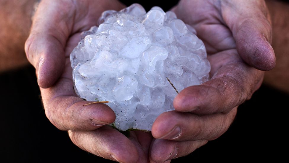 Some large hailstones form as smaller ones collide and fuse together as they are buffeted around in a storm (Credit: Nature Picture Library/Alamy)