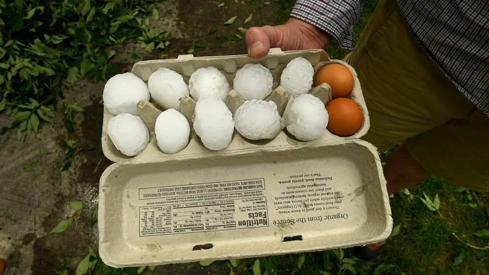 Hailstones as big as eggs – like these that fell in Louisville, Colorado, in 2018 – are not uncommon in severe storms (Credit: Helen H Richardson/The Denver Post/Getty Images)