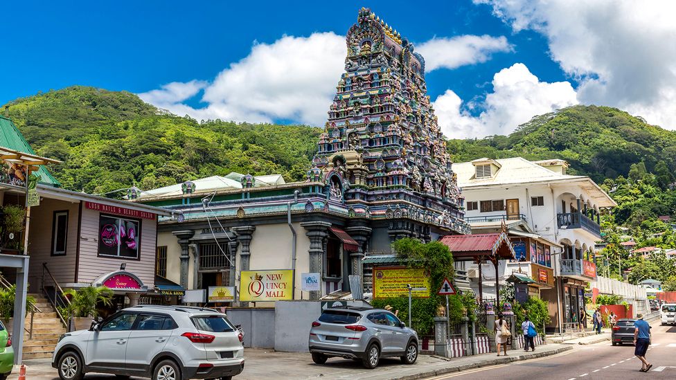 Victoria's Hindu Sri Navasakthi Vinyagar Temple rises from the city (Credit: mauritius images GmbH/Alamy Stock Photo)