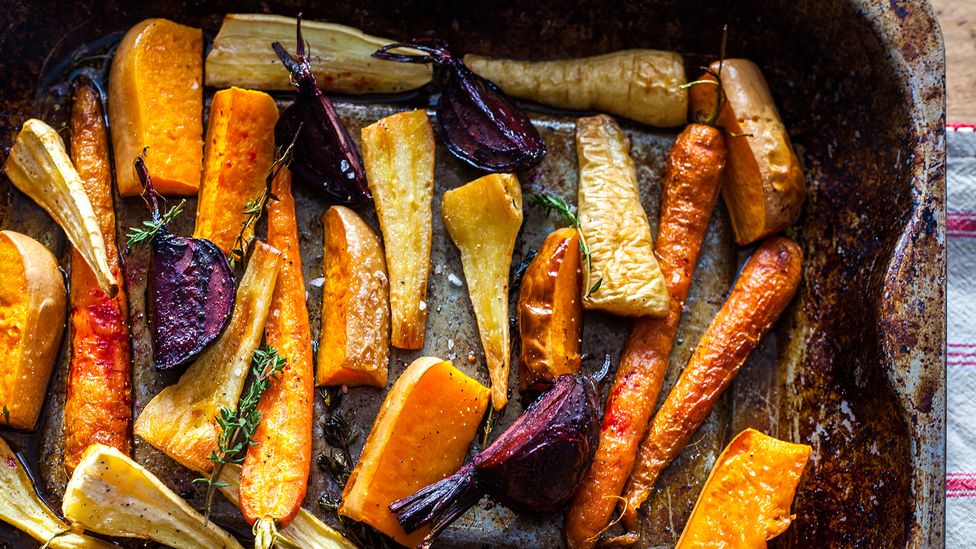Roasting vegetables in the oven can cause up to 80% of their climate impact (Credit: Alamy)