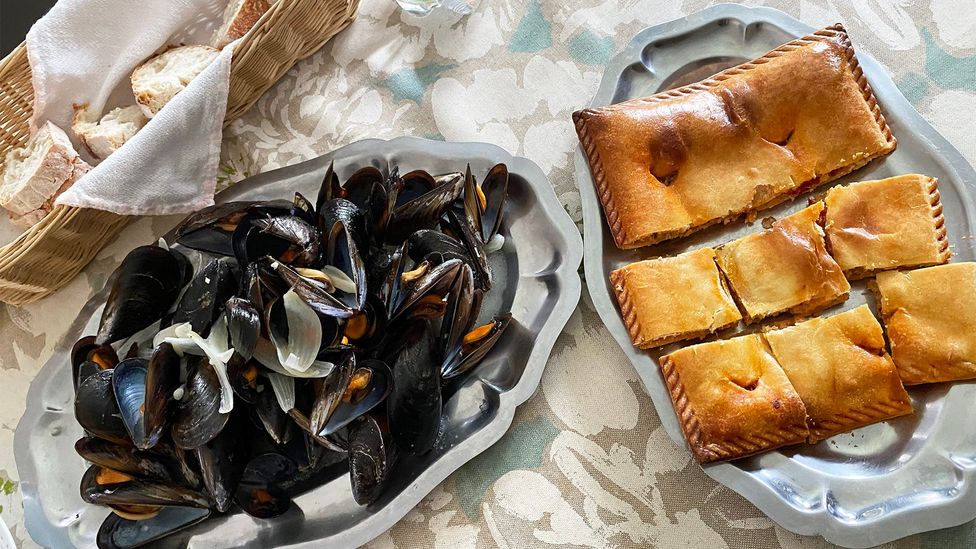 Mussels and traditional Galician empanada (Credit: Sofia Perez)