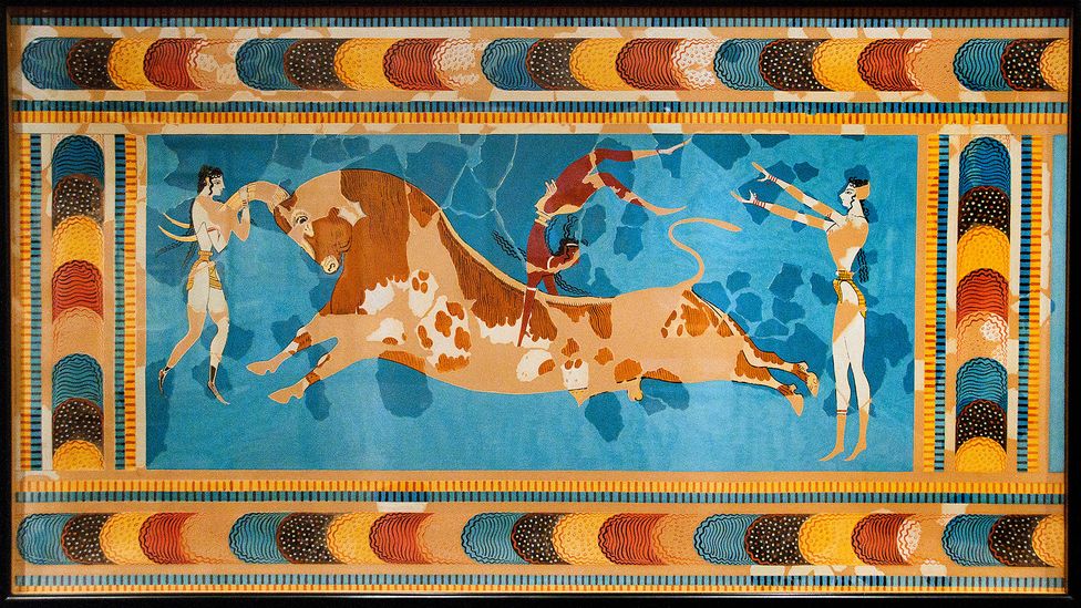 The Minoan frescoes unearthed in 1878 at Knossos on Crete were a stunning archaeological find (Credit: Alamy) The Minoan frescoes unearthed in 1878 at Knossos on Crete were a stunning archaeological find (Credit: Alamy)