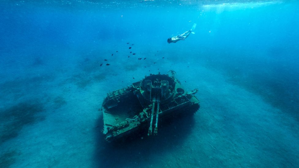In Aqaba, a sunken military tank has been scuttled to create an artificial reef for marine life (Credit: Lepretre Pierre/Getty Images)