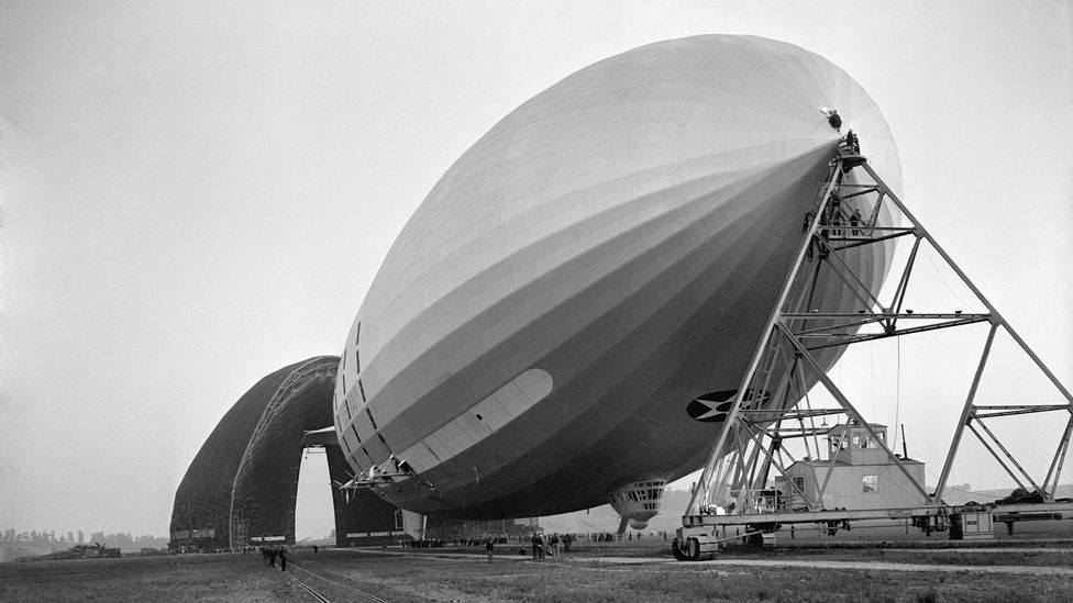 The USS Akron was one of the largest US airships built in Akron in the 1930s (Credit: Bettmann/Getty Images)