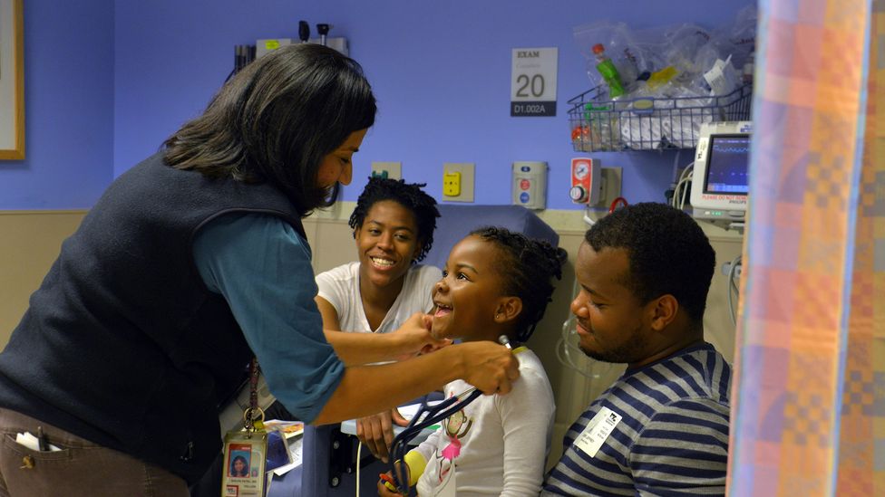 A child is examined at an asthma clinic in Washington, DC (Credit: Jahi Chikwendiu/The Washington Post via Getty Images)