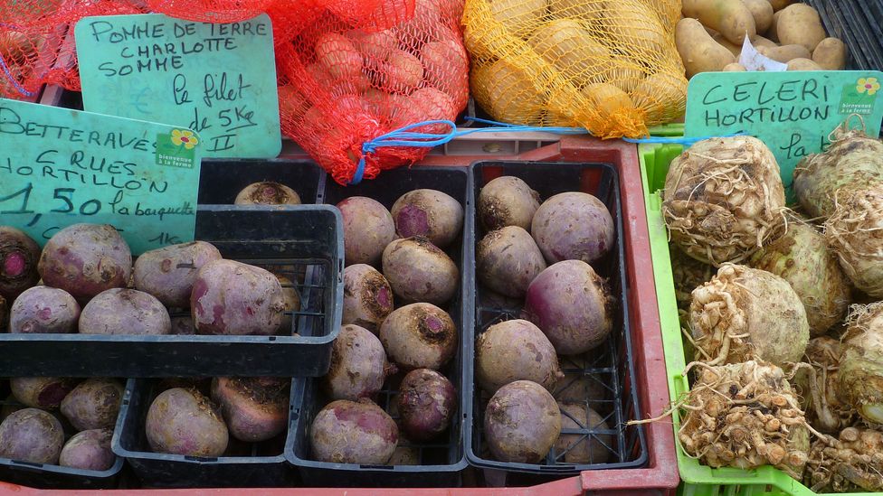 On Saturdays, produce from the Hortillonnages is sold at an outdoor food market at Place Parmentier (Credit: Norman Miller)