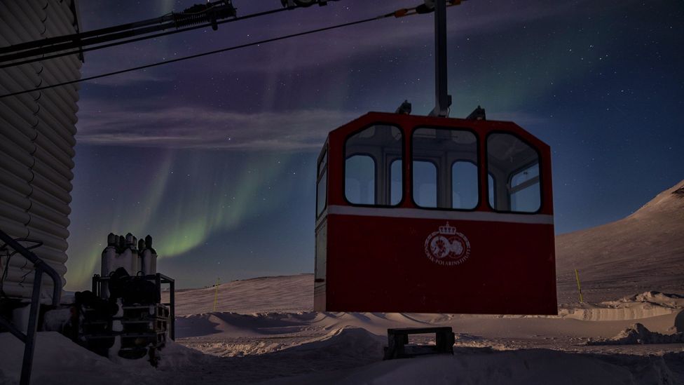 Researchers must take a cable car to from the town to reach the observatory on the mountain, which has the benefit of a stunning view on the journey (Credit: Anna Filipova)