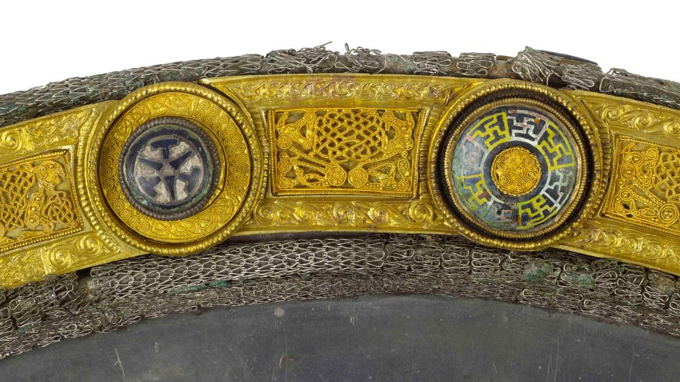 The silver chalice and paten (pictured) are decorated with outstanding examples of ancient Celtic goldsmithing (Credit: National Museum of Ireland)