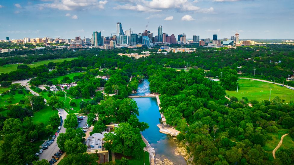 Barton Springs Pool is a three-acre bathing pool built in the channel of a creek in Austin, Texas (Getty Images)