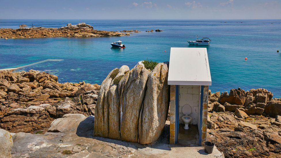 The public toilet on miniscule Maîtresse Île is the southernmost building in the British Isles (Credit: Gary Le Feuvre/Getty Images)