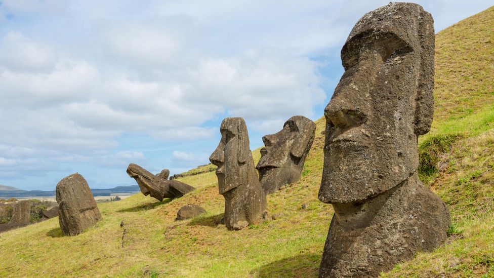 Most of the moai were created in Rano Raraku, an extinct volcanic crater that served as the primary statue quarry (Credit: Volanthevist/Getty Images)