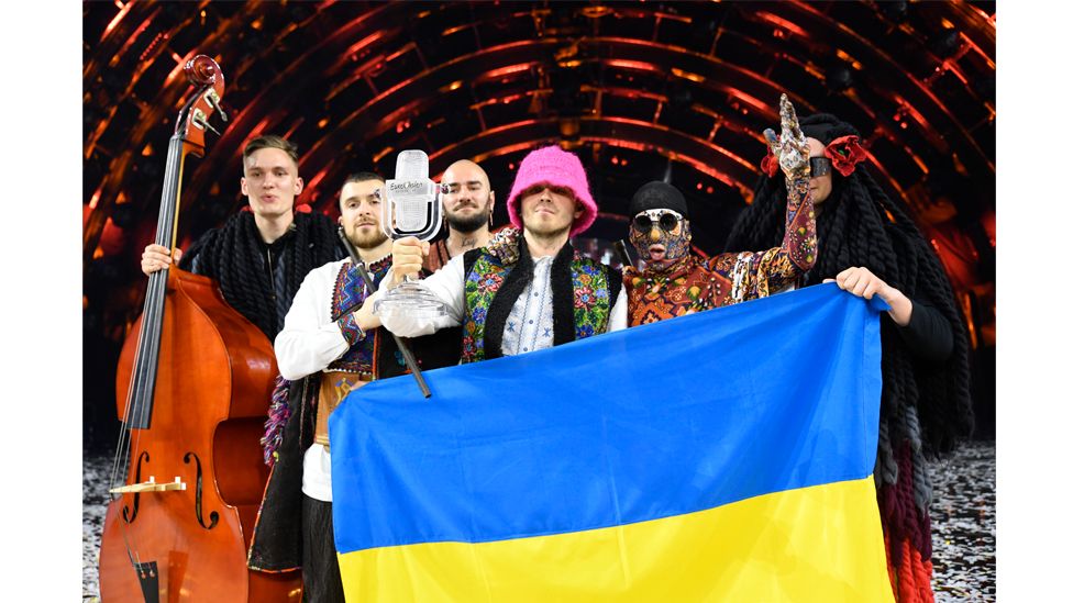 The Kalush Orchestra won the Eurovision Song Contest earlier this year – their music blends traditional Ukrainian instrumentation with a contemporary sound (Credit: Getty Images)