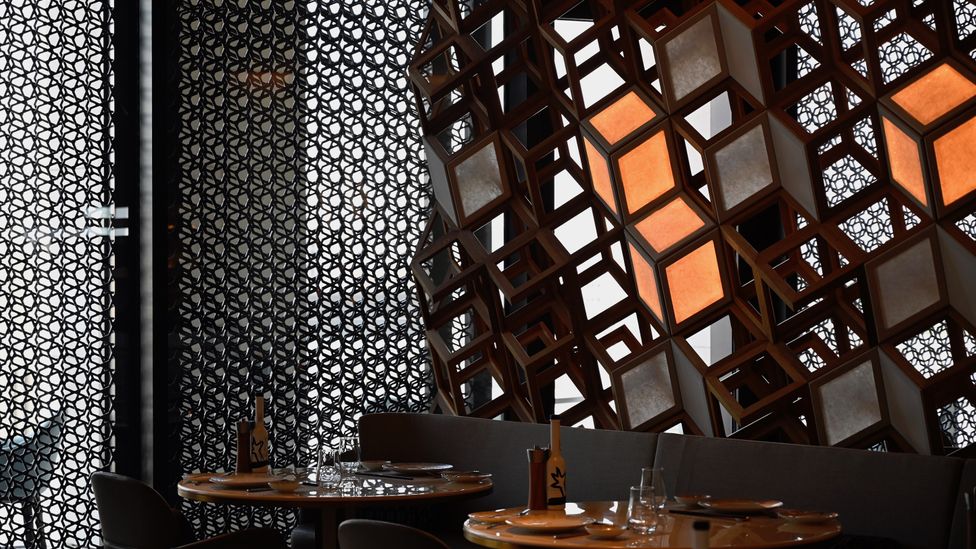 The facade of the Mandarin Oriental hotel in Doha Qatar is inspired by mashrabiya lattices - the Arabic counterpart of jaali  (Credit: Getty Images)