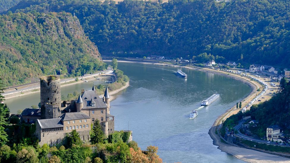 The dwindling water levels of rivers such as the Rhine, here in western Germany, have led to a huge downturn in river transport and tourism (Credit: Thierry Monasse/Getty Images)