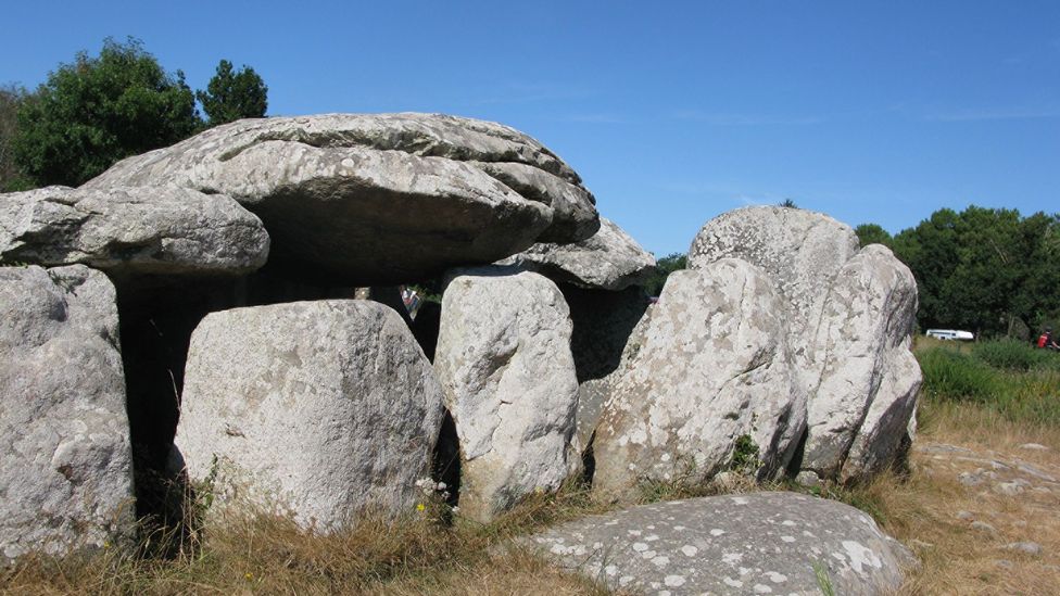 The site also has a number of stone burial chambers called dolmen that predate the menhirs (Credit: Hugh Tucker)