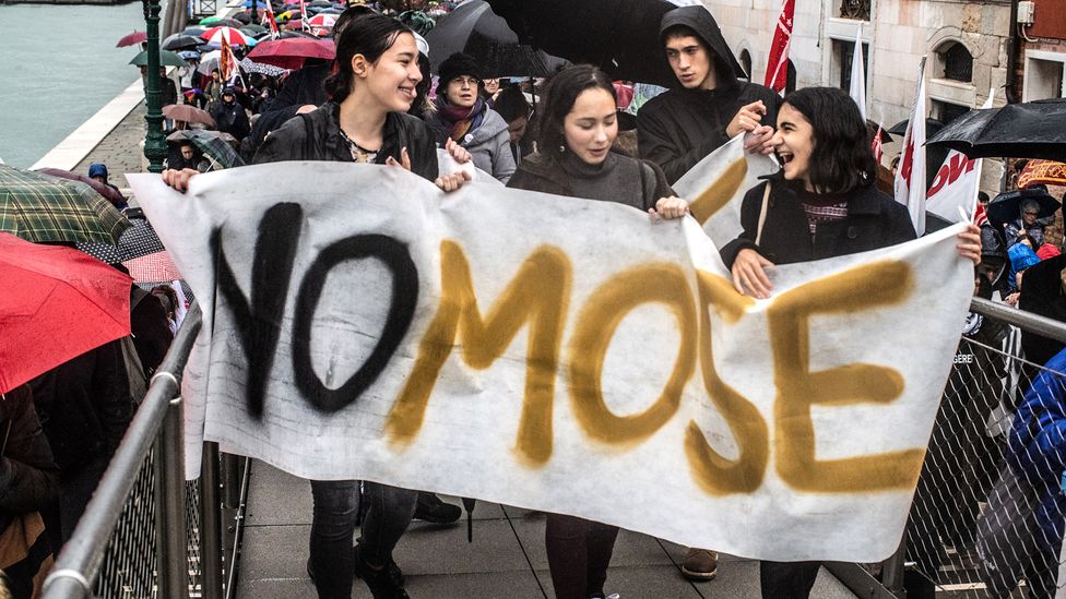 The Mose project is far from universally loved by those who want to protect Venice (Credit: G. Cosua/Getty Images)