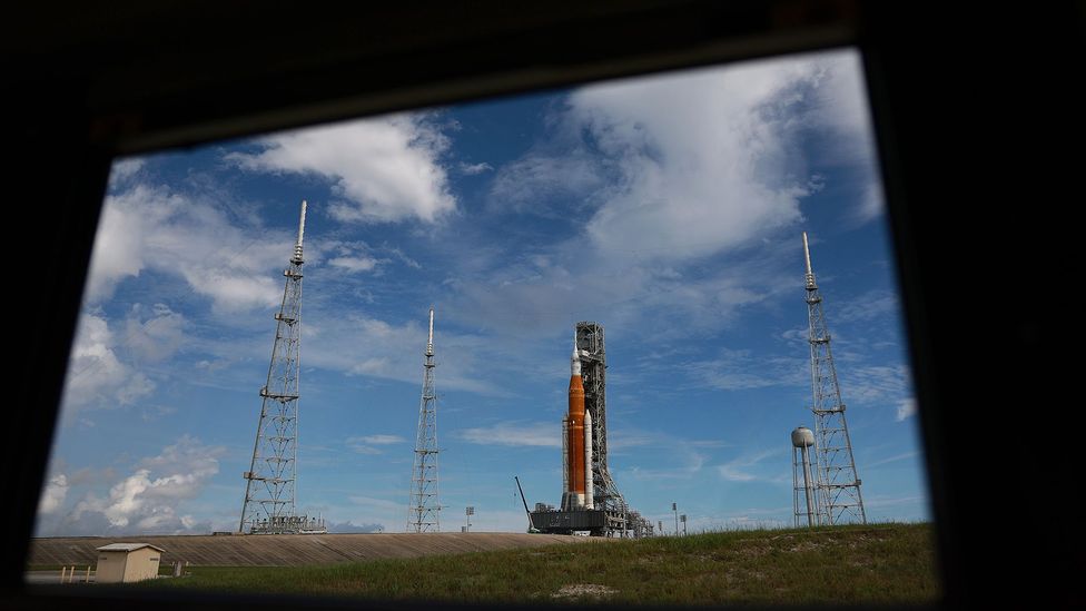 The first Artemis launch has been delayed by a series of setbacks, including storms and leaking fuel cells (Credit: Joe Raedle/Getty Images)