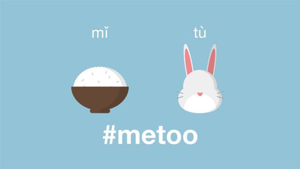 Images of rice and bunnies were used by women in China to spread word about the #MeToo movement in the country (Credit: Arvin Supriyadi/BBC)
