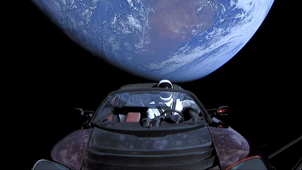 In 2018, SpaceX launched a Tesla roadster into space with an etched copy of Isaac Isamov’s Foundation series onboard (Credit: Getty Images)