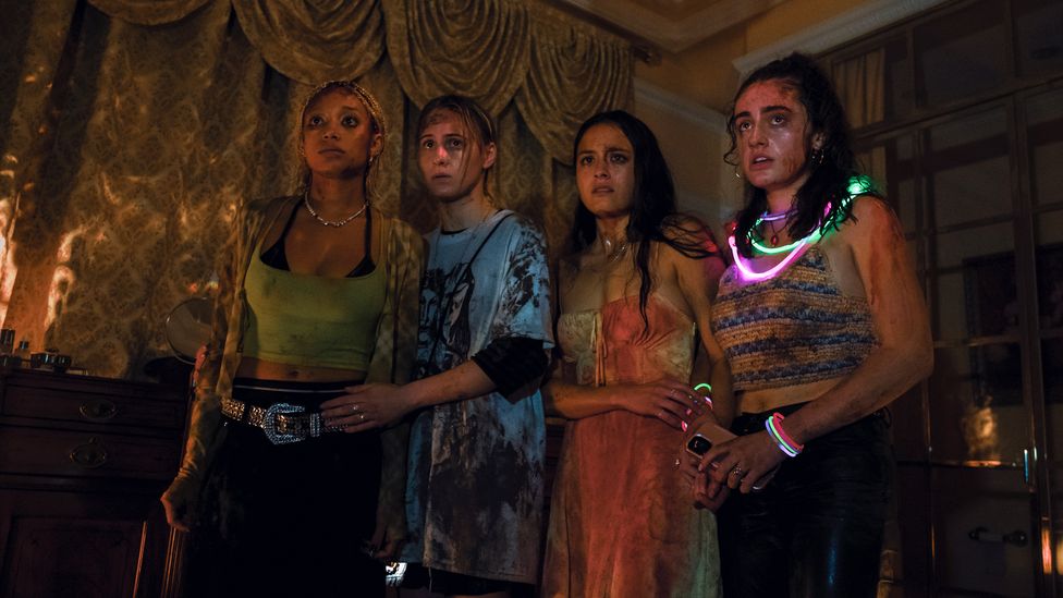 In 2022's Bodies Bodies Bodies, a group of teenage girls at a party become ensnared in a fight to the death (Credit: Erik Chakeen)