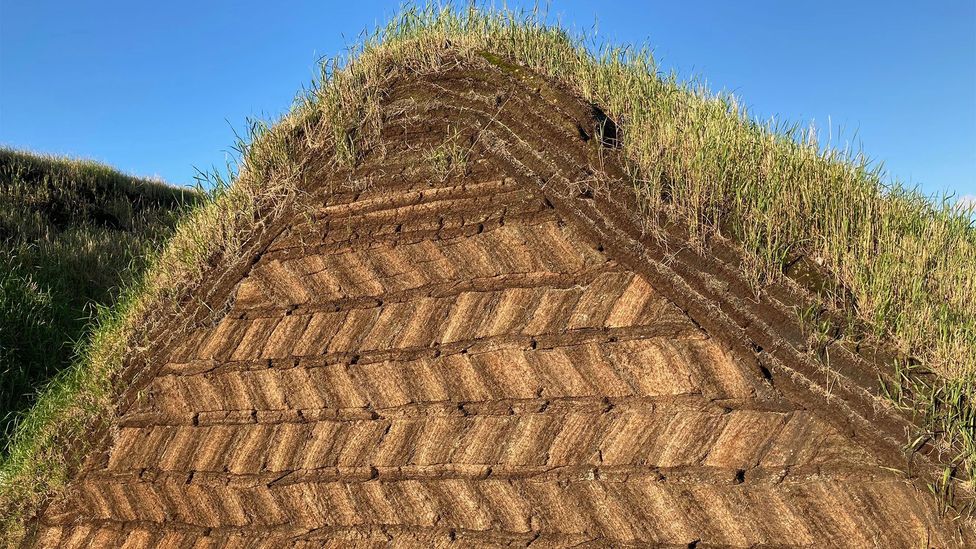 Turf buildings were built with meticulously measured blocks of packed soil and grass (Credit: Luke Waterson)
