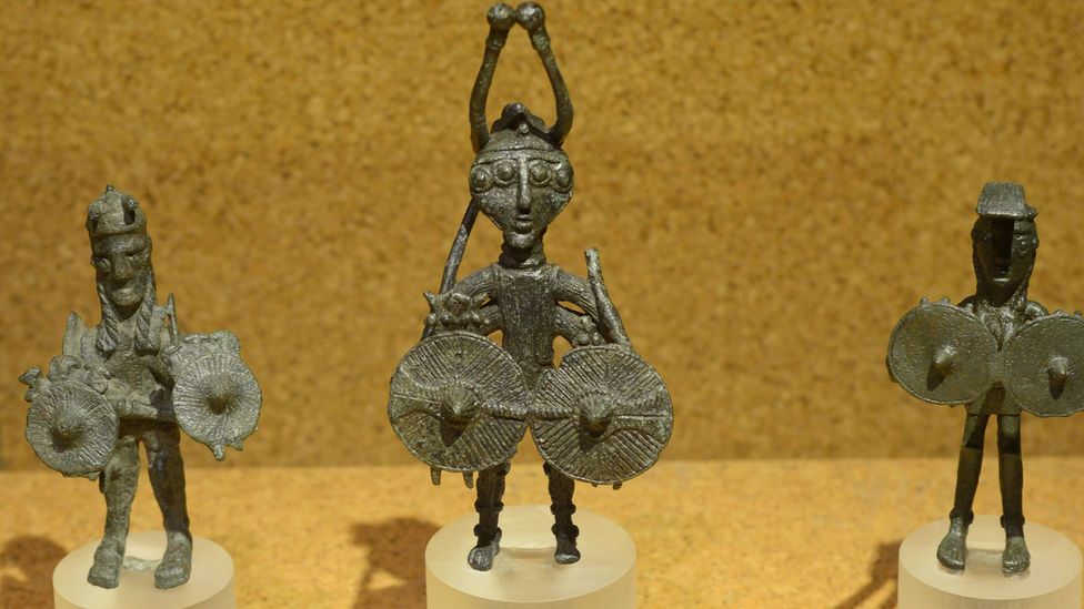Much of what we know about the Nuragic civilisation is through their small bronzetti statues (Credit: Massimo Piacentino/Alamy) Much of what we know about the Nuragic civilisation is through their small bronzetti statues (Credit: Massimo Piacentino/Alamy)