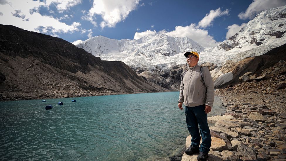 Farmer Saúl Luciano Lliuya is suing RWE for the role of its emissions in melting a glacier above his hometown in the Peruvian Andes (Credit: Luka Gonzales / Getty Images)
