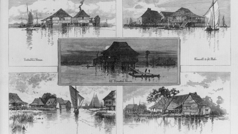 Renderings from an 1883 Harper's Weekly story paint a vivid picture of this early Filipino settlement (Credit: Alpha Stock/Alamy)