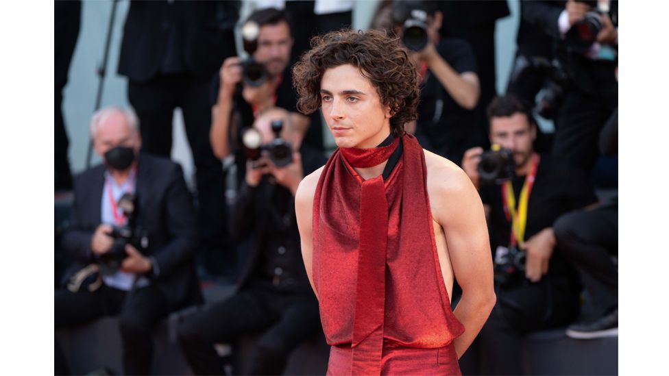 Timothée Chalamet caused a stir wearing a backless Haider Ackerman jumpsuit on the red carpet – and was also the first male cover star of Vogue (Credit: Getty Images)