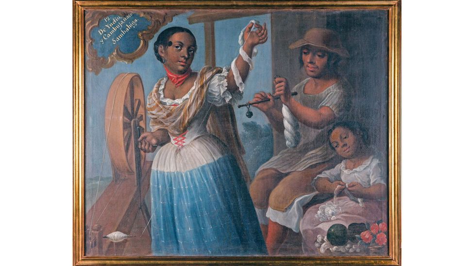 De Yndio, y Cambuja, nace Sambahiga by José Joaquín Magón was painted around 1770 (Credit: Museo Nacional de Antropología, Madrid / photo by Javier Rodríguez Barrera)