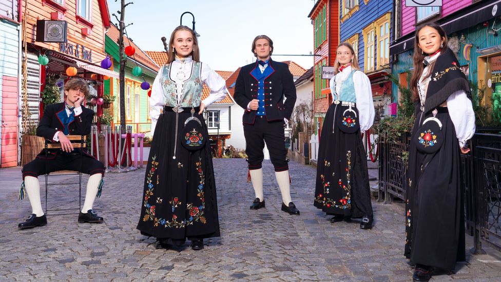 There are many traditions and rules around the regional folk costumes, or bunad, of Norway – but increasingly innovation is being welcomed (Credit: Embla Bunader)