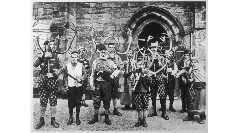 The players in the Abbots Bromley Horn Dance, photographed around 1900 by Sir John Benjamin (Credit: Alamy)