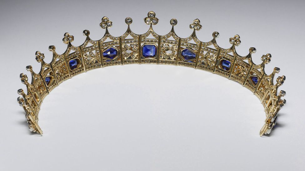 The sapphire-and-diamond coronet designed by Prince Albert for Queen Victoria in 1840, the year they married – the sapphires signify royalty, faith and trust (Credit: V&A Museum)