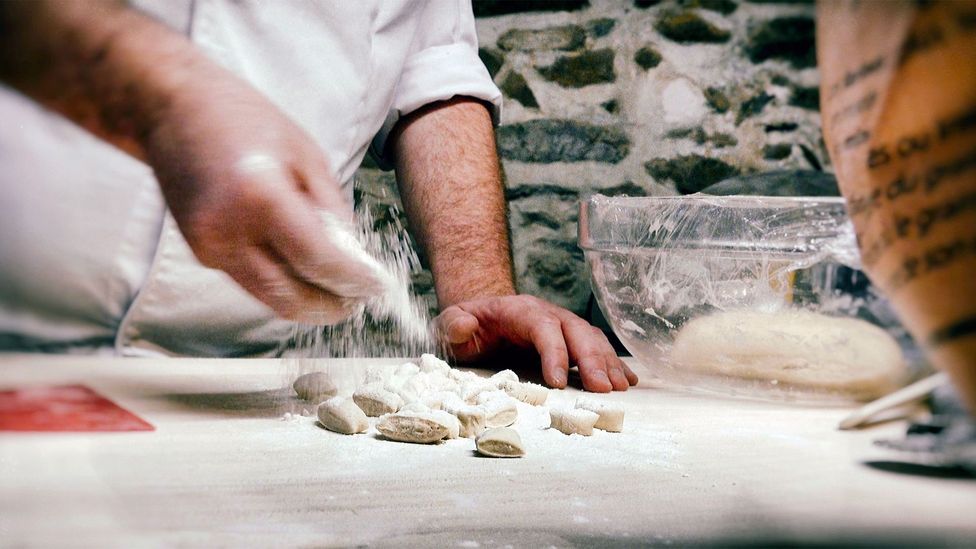 Patrick Teisseire forms sügeli into gnocchi-like cubes (Credit: Auberge Saint Martin)