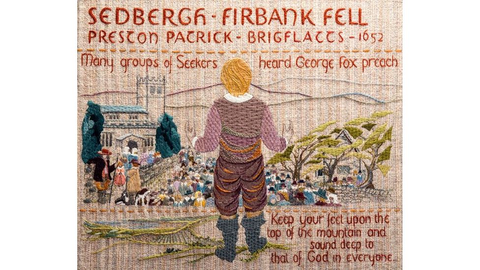 The Quaker Tapestry is a community tapestry that recounts the development of the Quaker religion, alongside British social history (Credit: The Quaker Tapestry)