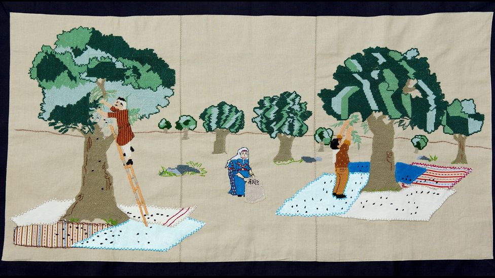 The Palestinian History tapestry is an embroidery sewed by Palestinian women within and outside the Palestinian territories (Credit: The Palestinian History Tapestry)